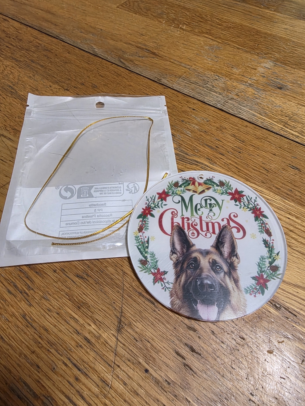 Christmas Holiday Acrylic German Shepherd 4" Ornament